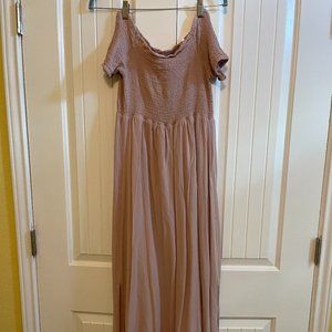 Mauve Seraphine Maternity Off-the-shoulder Maxi Dress